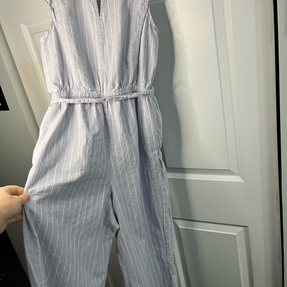 Old Navy Womens Sleeveless Linen Blend Jumpsuit Gray Stripe Size Small